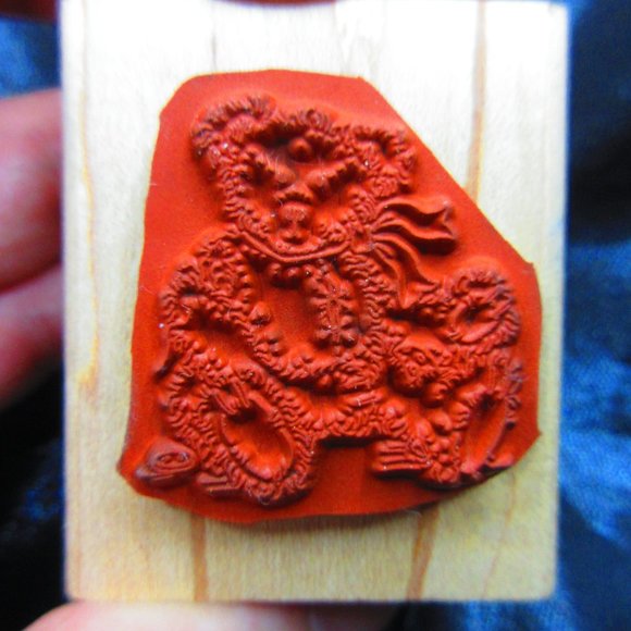 Teddy Bear Rubber Wood Mounted Stamp 2" X 1.75" - Picture 2 of 3